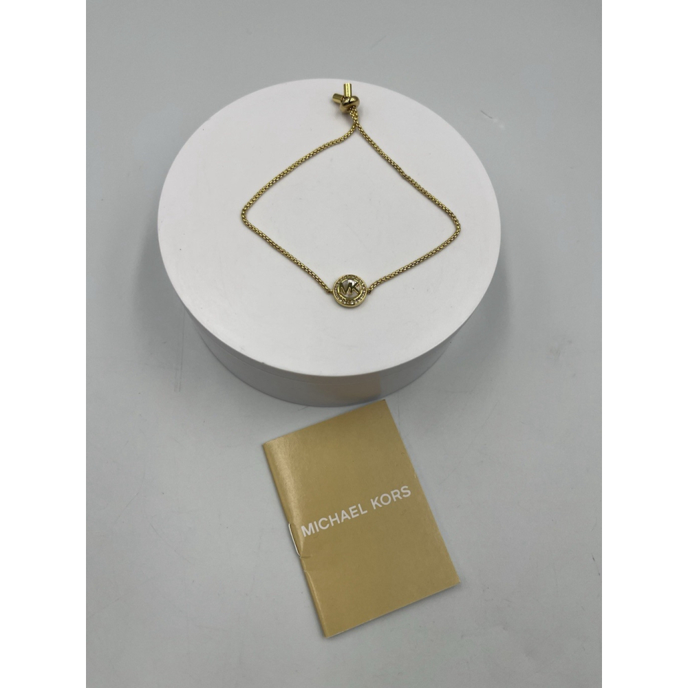Michael Kors Yellow Gold Monogrammed Logo Slider Bracelet SEE ALL GREAT GIFT